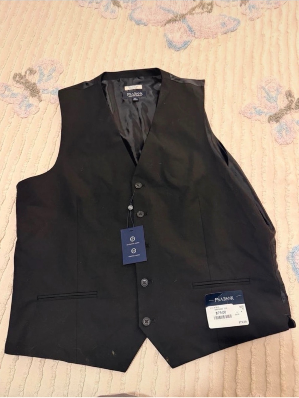 NWT Jos A Bank Comfort Stretch Tailored Fit Suit Vest Black XL